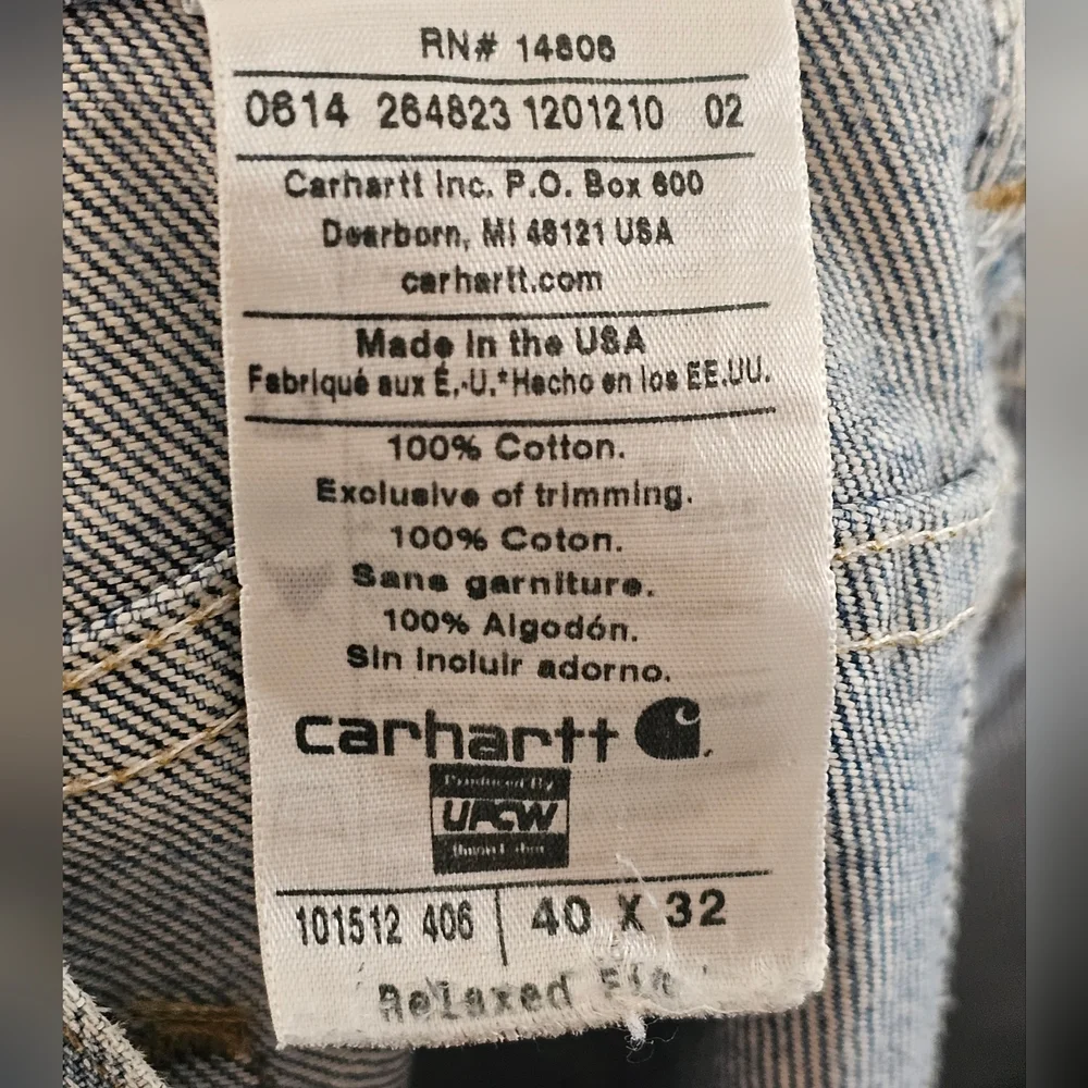 Carhartt Jeans: Men's 101512 406 Made‎ USA Made Relaxed Fit Cotton Denim 40 X 32